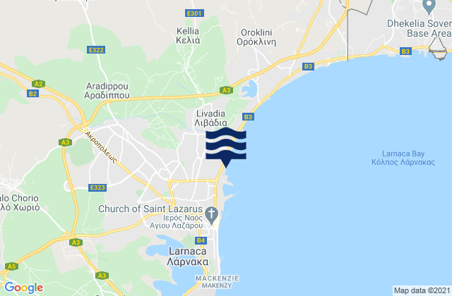 Carte des horaires des marées pour Aradíppou, Cyprus
