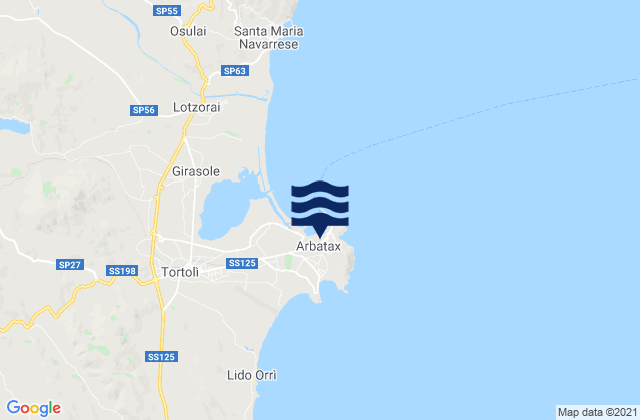 Carte des horaires des marées pour Arbatax, Italy