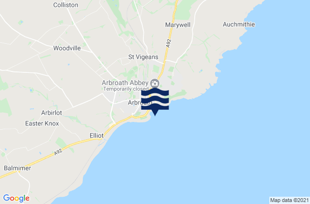 Carte des horaires des marées pour Arbroath, United Kingdom