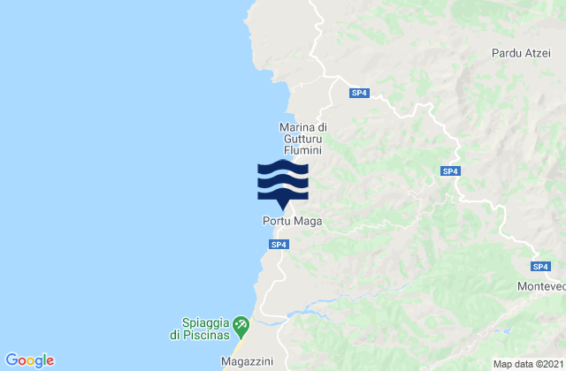 Carte des horaires des marées pour Arbus, Italy