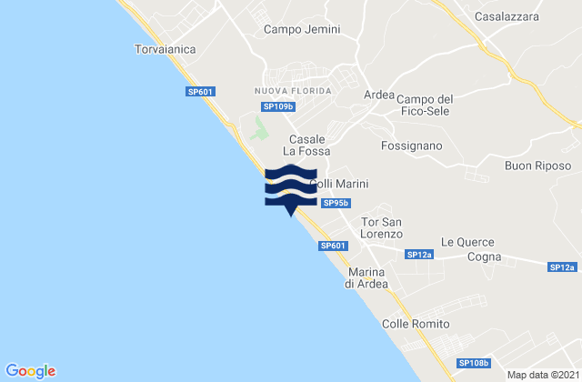 Carte des horaires des marées pour Ardea, Italy