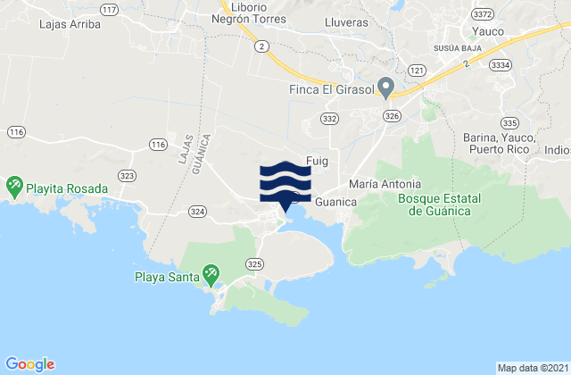 Carte des horaires des marées pour Arena Barrio, Puerto Rico
