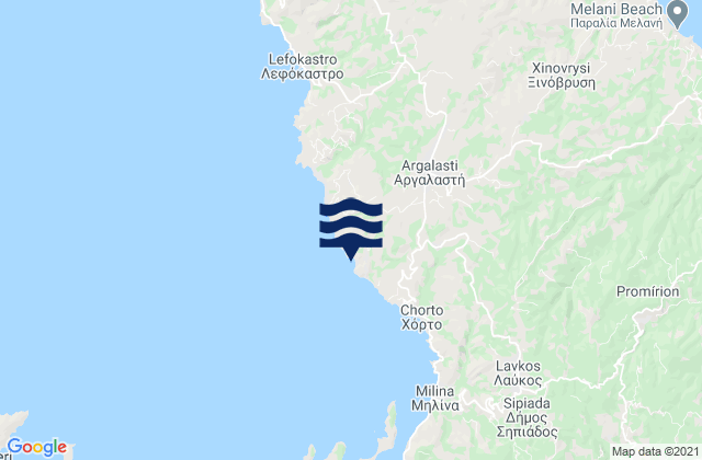 Carte des horaires des marées pour Argalastí, Greece