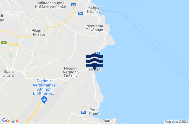 Carte des horaires des marées pour Argithéa, Greece