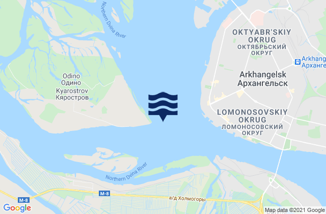 Carte des horaires des marées pour Arkhangel'sk, Russia