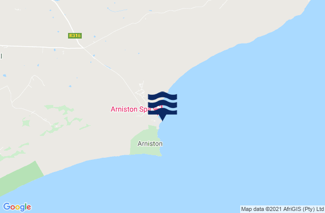 Carte des horaires des marées pour Arniston, South Africa