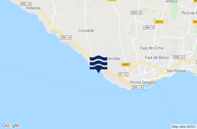 Carte des horaires des marées pour Arrifes, Portugal