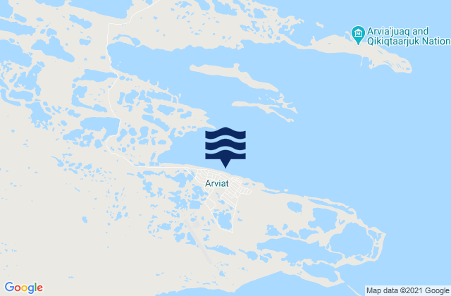 Carte des horaires des marées pour Arviat, Canada
