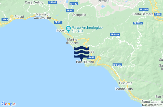 Carte des horaires des marées pour Ascea, Italy