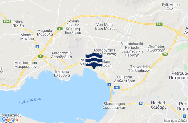 Carte des horaires des marées pour Asprópyrgos, Greece