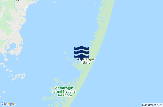 Carte des horaires des marées pour Assateague Island, United States