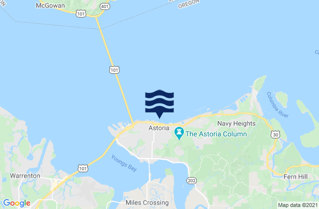 Carte des horaires des marées pour Astoria, United States