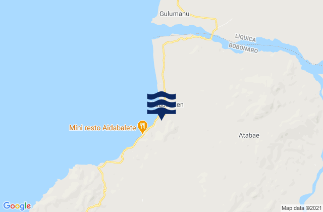 Carte des horaires des marées pour Atabae, Timor Leste