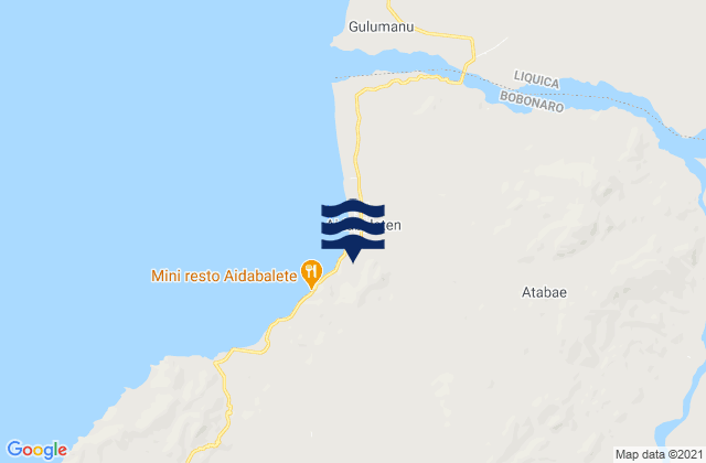 Carte des horaires des marées pour Atabae, Timor Leste