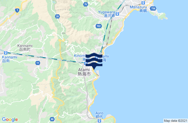 Carte des horaires des marées pour Atami-shi, Japan
