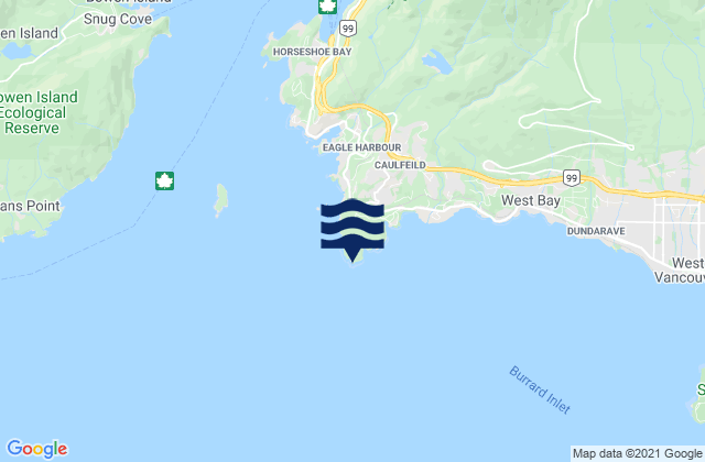 Carte des horaires des marées pour Atkinson Point, Canada