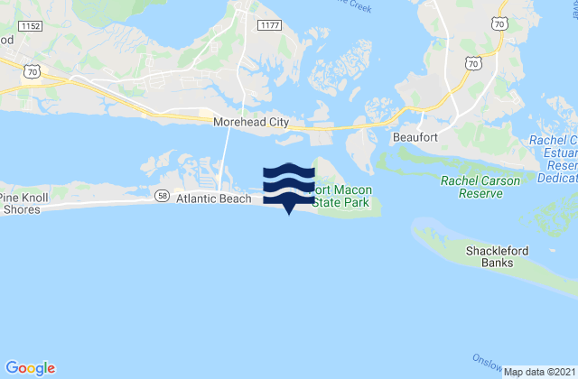 Carte des horaires des marées pour Atlantic Beach Triple S Pier, United States