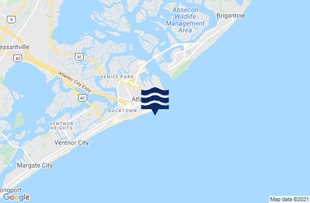 Carte des horaires des marées pour Atlantic City (Steel Pier), United States