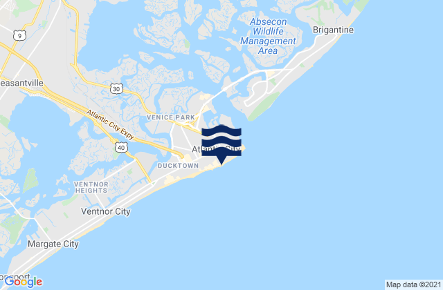 Carte des horaires des marées pour Atlantic City, United States