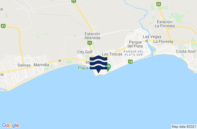 Carte des horaires des marées pour Atlántida, Uruguay