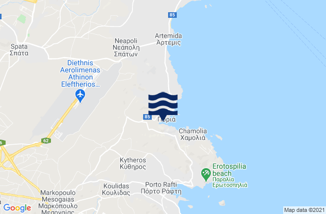 Carte des horaires des marées pour Attica, Greece