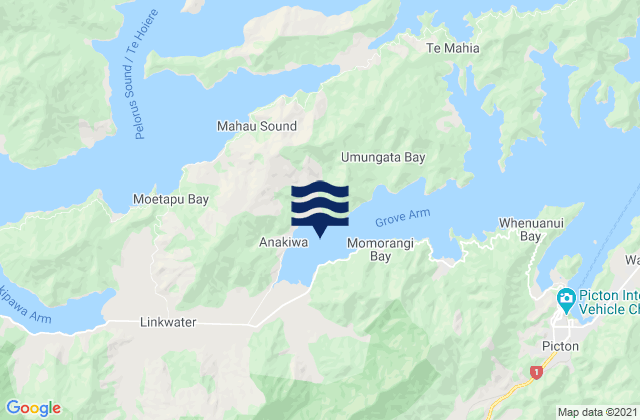 Carte des horaires des marées pour Aussie Bay, New Zealand