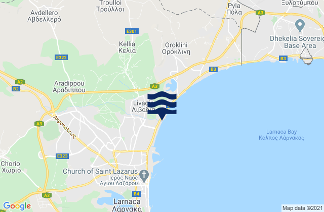 Carte des horaires des marées pour Avdelleró, Cyprus