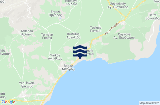 Carte des horaires des marées pour Avgolída, Cyprus