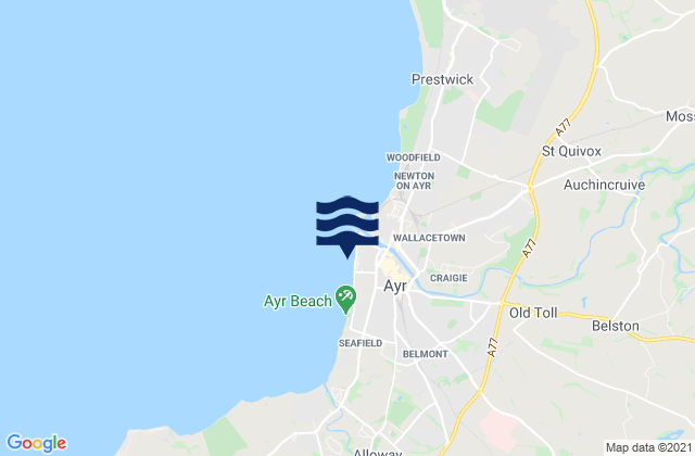 Carte des horaires des marées pour Ayr Beach, United Kingdom