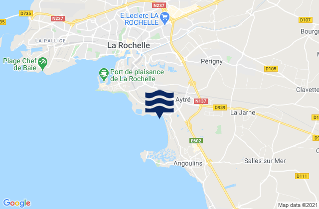 Carte des horaires des marées pour Aytré, France