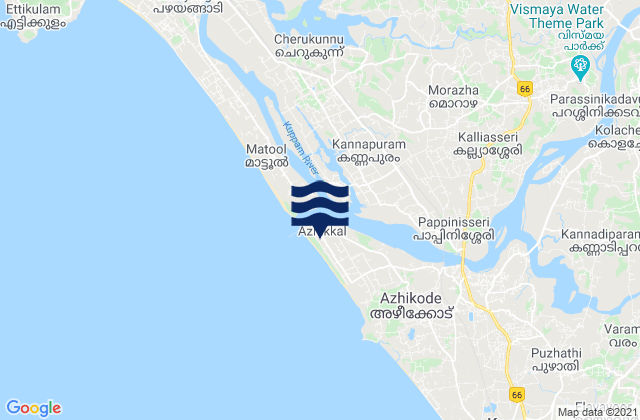 Carte des horaires des marées pour Azhikkal, India