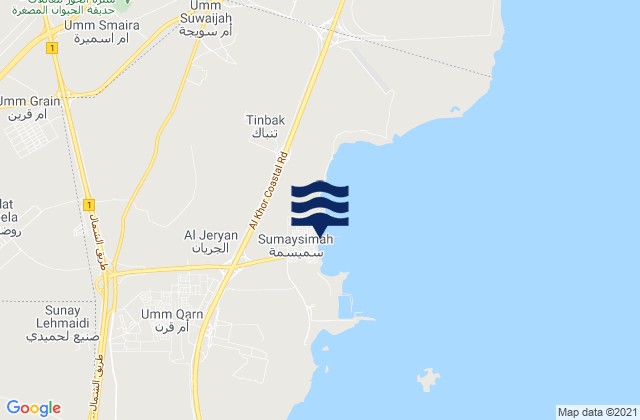 Carte des horaires des marées pour Az̧ Z̧a‘āyin, Qatar