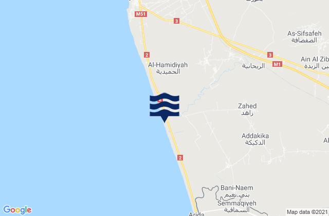Carte des horaires des marées pour Aş Şafşāfah, Syria