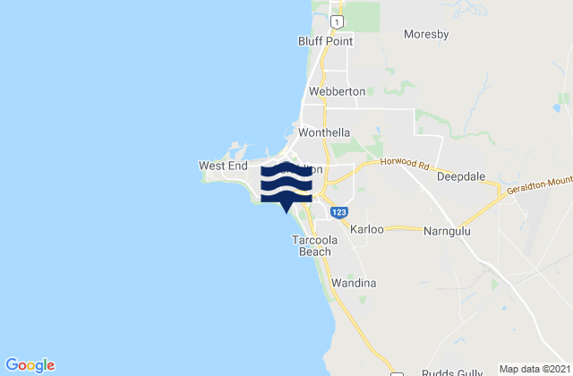 Carte des horaires des marées pour Back Beach, Australia