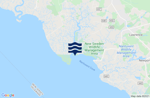 Carte des horaires des marées pour Back Creek Entrance (Nantuxent Cove), United States