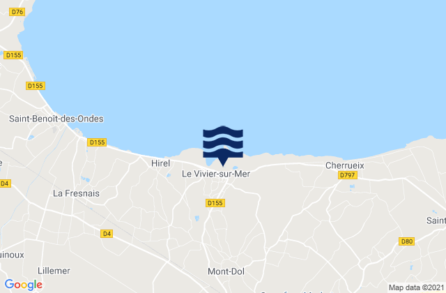 Carte des horaires des marées pour Baguer-Morvan, France