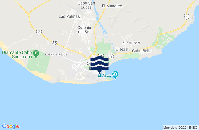 Carte des horaires des marées pour Bahia Chileno, Mexico