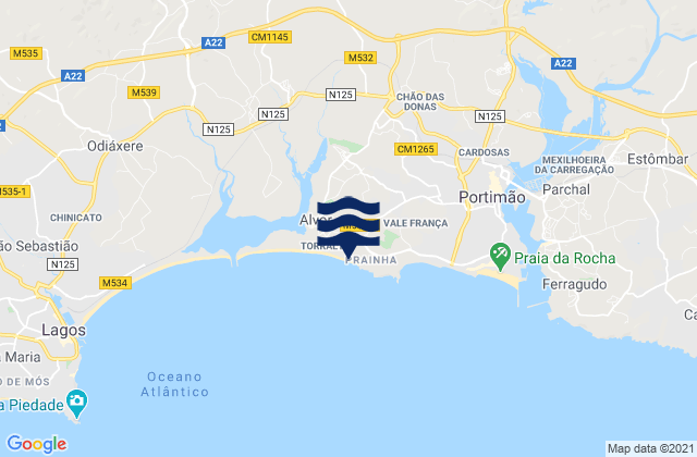 Carte des horaires des marées pour Baia, Portugal