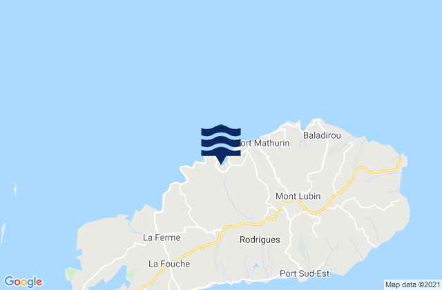 Carte des horaires des marées pour Baie aux Huîtres, Mauritius