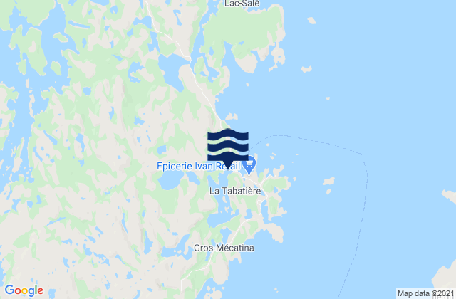 Carte des horaires des marées pour Baie de La Tabatière, Canada