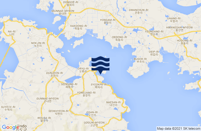 Carte des horaires des marées pour Baikpachin, South Korea