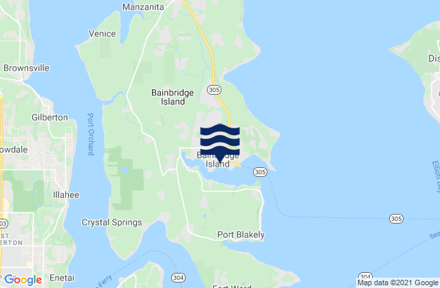 Carte des horaires des marées pour Bainbridge Island, United States