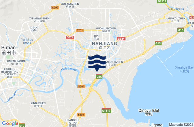 Carte des horaires des marées pour Baitang, China