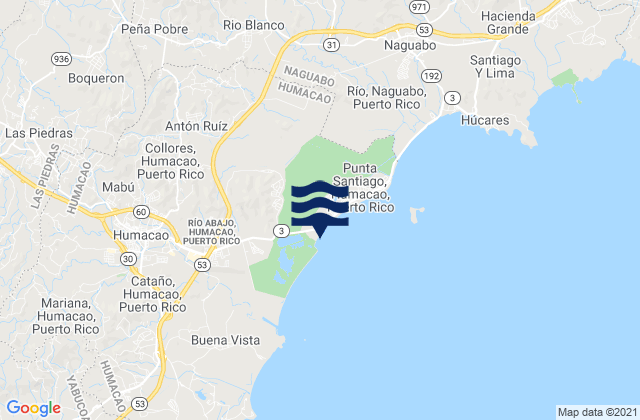 Carte des horaires des marées pour Bajandas, Puerto Rico