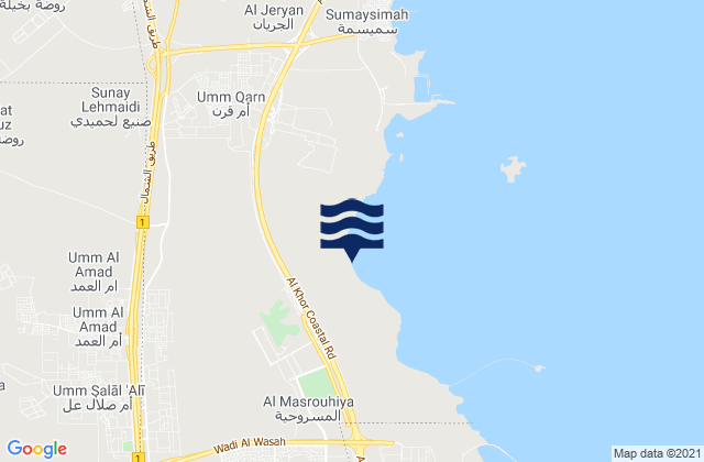 Carte des horaires des marées pour Baladīyat Umm Şalāl, Qatar