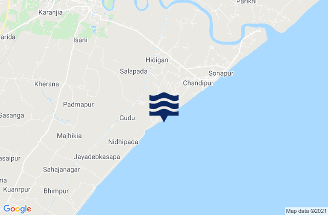 Carte des horaires des marées pour Balasore, India