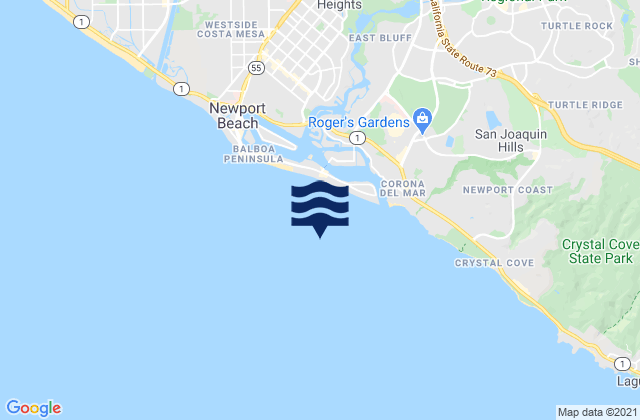 Carte des horaires des marées pour Balboa Beach, United States