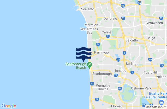 Carte des horaires des marées pour Balcatta, Australia