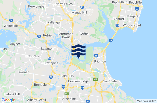 Carte des horaires des marées pour Bald Hills, Australia