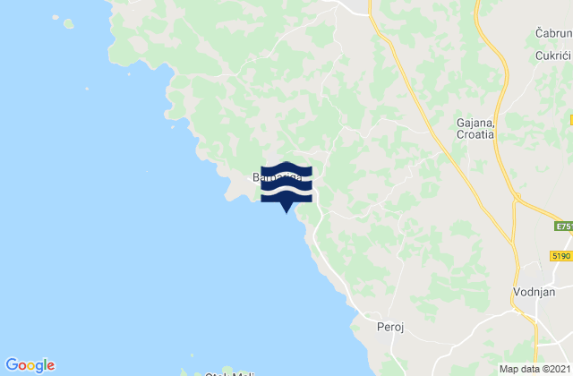 Carte des horaires des marées pour Bale-Valle, Croatia